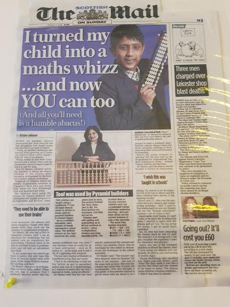 article published in the scottish mail on sunday about turning children into math wizz